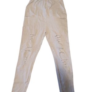 Maternity Distressed Beige Jean Pants